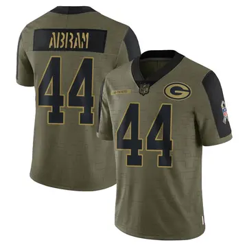 Nike Johnathan Abram Men's Limited Green Bay Packers Olive 2021 Salute To Service Jersey