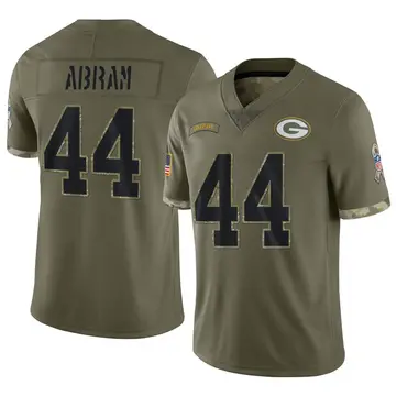 Nike Johnathan Abram Youth Limited Green Bay Packers Olive 2022 Salute To Service Jersey