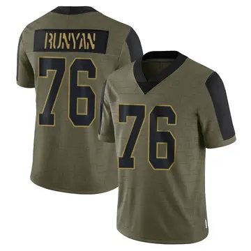 Nike Jon Runyan Men's Limited Green Bay Packers Olive 2021 Salute To Service Jersey