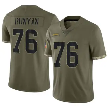 Nike Jon Runyan Men's Limited Green Bay Packers Olive 2022 Salute To Service Jersey