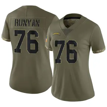 Nike Jon Runyan Women's Limited Green Bay Packers Olive 2022 Salute To Service Jersey