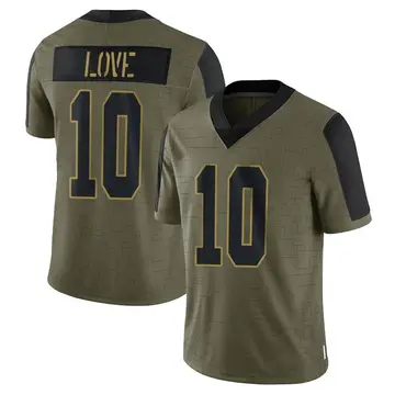 Nike Jordan Love Men's Limited Green Bay Packers Olive 2021 Salute To Service Jersey