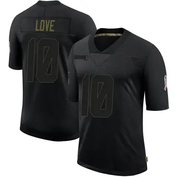 Nike Jordan Love Youth Limited Green Bay Packers Black 2020 Salute To Service Jersey