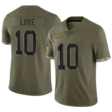 Nike Jordan Love Youth Limited Green Bay Packers Olive 2022 Salute To Service Jersey