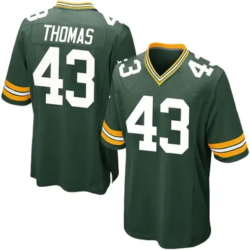Nike Kiondre Thomas Men's Game Green Bay Packers Green Team Color Jersey