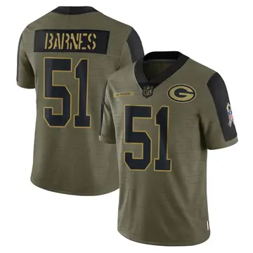 Nike Krys Barnes Men's Limited Green Bay Packers Olive 2021 Salute To Service Jersey