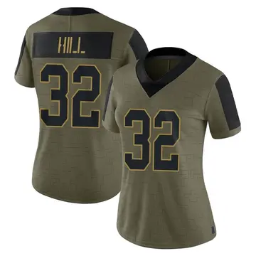 Nike Kylin Hill Women's Limited Green Bay Packers Olive 2021 Salute To Service Jersey