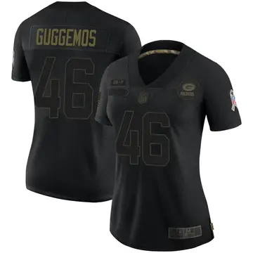 Nike Nick Guggemos Women's Limited Green Bay Packers Black 2020 Salute To Service Jersey