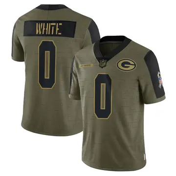 Nike Parker White Men's Limited Green Bay Packers Olive 2021 Salute To Service Jersey
