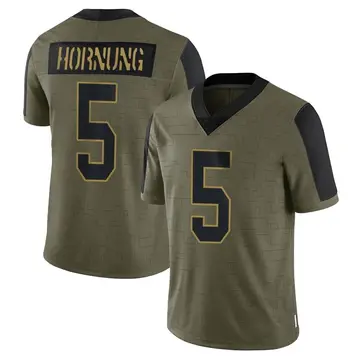 Nike Paul Hornung Men's Limited Green Bay Packers Olive 2021 Salute To Service Jersey