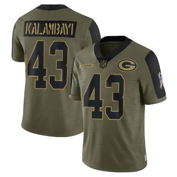 Nike Peter Kalambayi Youth Limited Green Bay Packers Olive 2021 Salute To Service Jersey