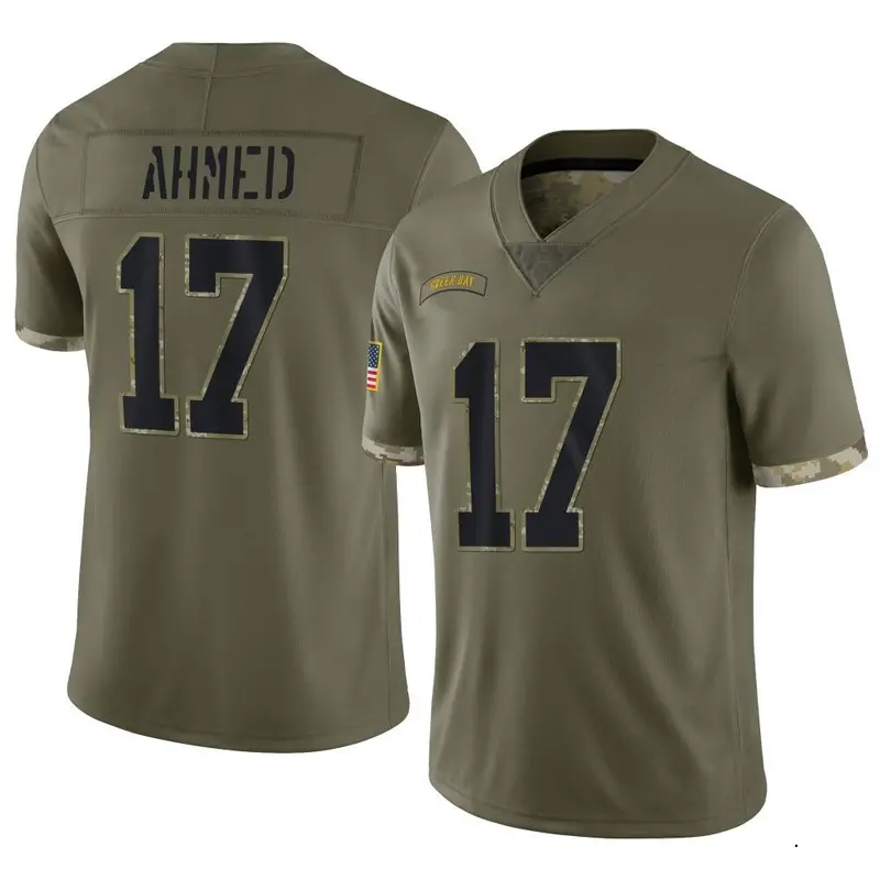 Nike Ramiz Ahmed Men's Limited Green Bay Packers Olive 2022 Salute To Service Jersey