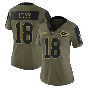 Nike Randall Cobb Women's Limited Green Bay Packers Olive 2021 Salute To Service Jersey