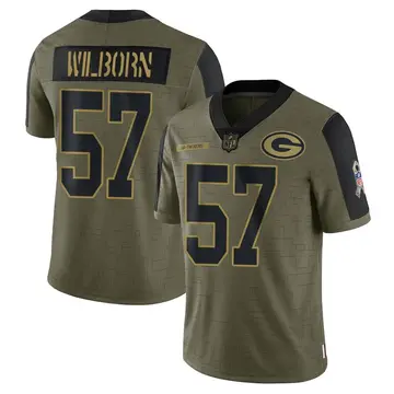 Nike Ray Wilborn Men's Limited Green Bay Packers Olive 2021 Salute To Service Jersey