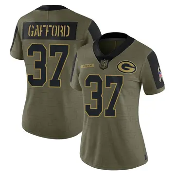 Nike Rico Gafford Women's Limited Green Bay Packers Olive 2021 Salute To Service Jersey