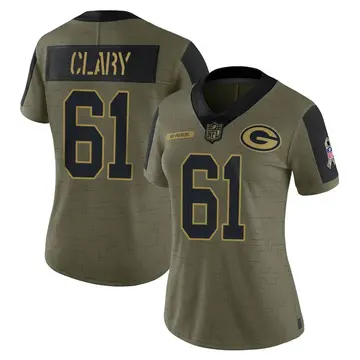Nike Ty Clary Women's Limited Green Bay Packers Olive 2021 Salute To Service Jersey